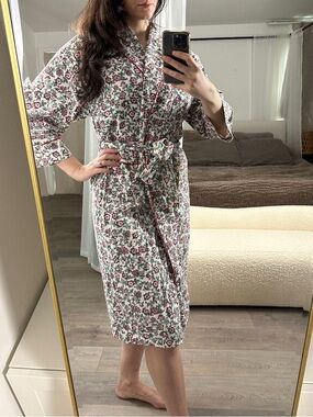 Vintage Victoria’s Secret Floral Cotton Robe Wrap Belted Cottagecore Boho